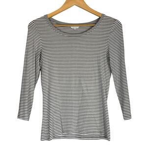 Max Mara Stripe Crew Neck Lightweight Top 3/4 Quarter Sleeve Small Super Soft